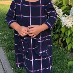 Janie & Jack size 3 Navy Blue Plaid Kids Dress